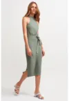 Rochie midi cu cordon in talie - Verde spranghel -
