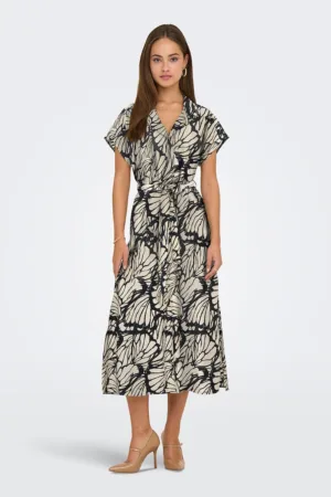 Rochie midi cu cordon in talie si model