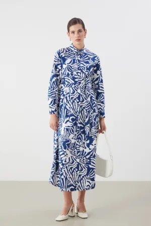 Rochie midi cu cordon in talie si nasturi