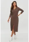 Rochie midi cu crapatura frontala