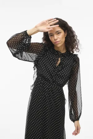 Rochie midi cu croiala A si buline