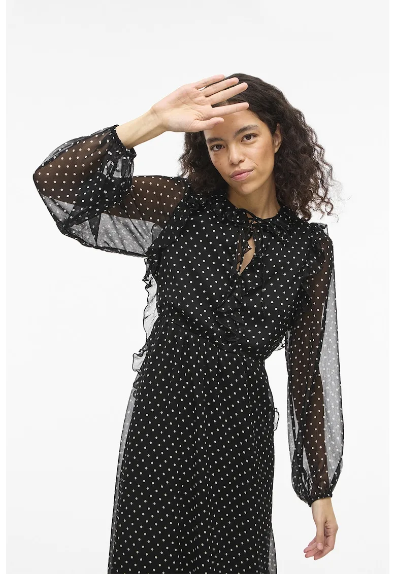 Rochie midi cu croiala A si buline