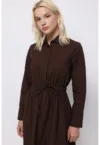 Rochie midi cu croiala A si maneci lungi Colo