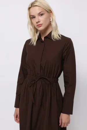 Rochie midi cu croiala A si maneci lungi Colo