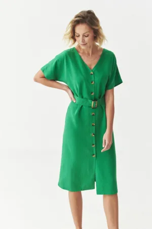 Rochie midi cu croiala dreapta si decolteu in V
