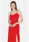 Rochie midi cu croiala dreapta si slit lateral