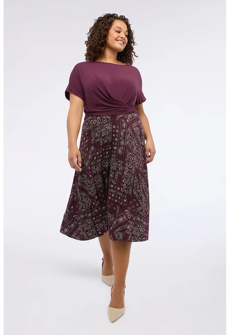 Rochie midi cu croiala in A si detaliu drapat