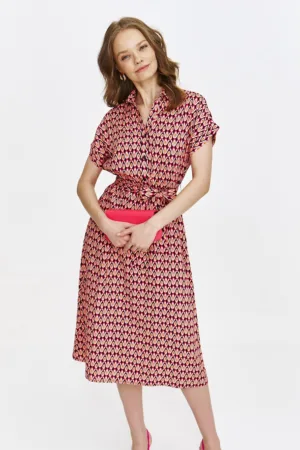 Rochie midi cu croiala in A si fenta cu nasturi