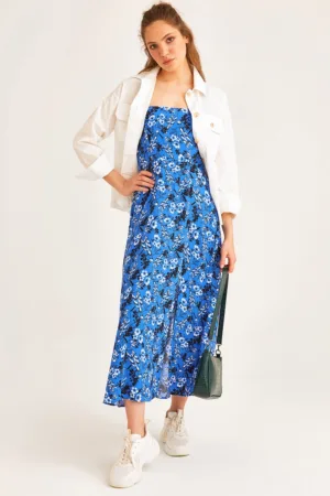 Rochie midi cu croiala in A si imprimeu