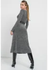 Rochie midi cu croiala in A si strasuri