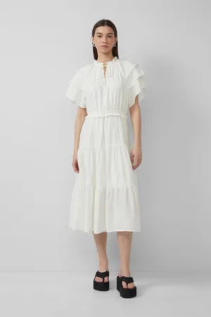 Rochie midi cu croiala in A si volane