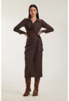 Rochie midi cu croiala petrecuta Margot