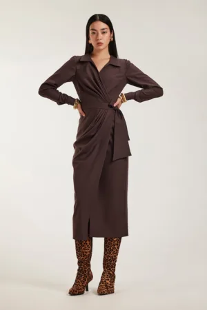 Rochie midi cu croiala petrecuta Margot