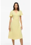 Rochie midi cu croiala petrecuta si decolteu cache coeur