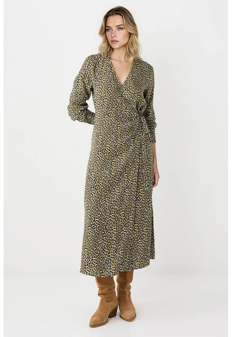 Rochie midi cu croiala petrecuta si decolteu in V