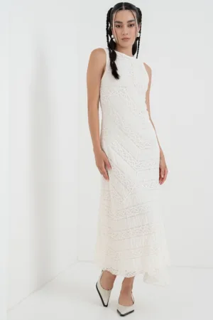 Rochie midi cu dantela crosetata