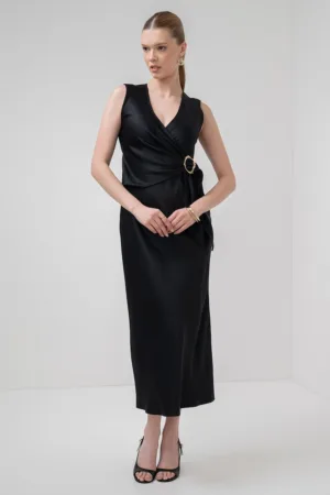 Rochie midi cu decolteu in V Titano