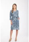 Rochie midi cu decolteu in V si buzunare laterale