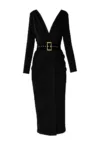 Rochie midi cu decolteu in V si curea Sting