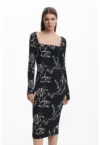 Rochie midi cu decolteu patrat