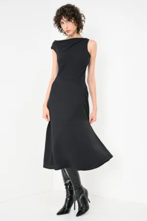 Rochie midi cu decolteu pe un umar Crepe