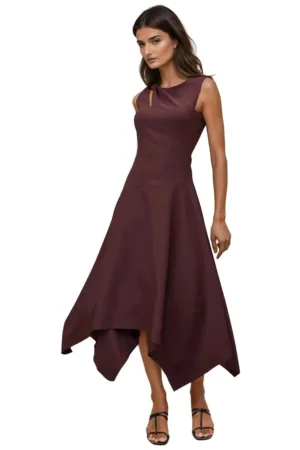 Rochie midi cu decupaje  maro