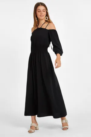 Rochie midi cu decupaje pe umeri