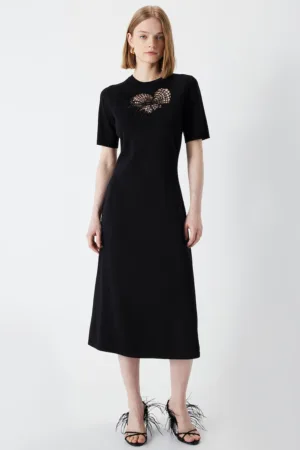 Rochie midi cu detalii cu decupaje