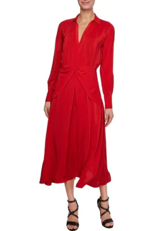 Rochie midi cu detalii suprapuse -