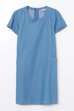 Rochie midi cu fermoar scurt pe partea din spate