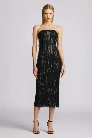 Rochie midi cu franjuri si paiete