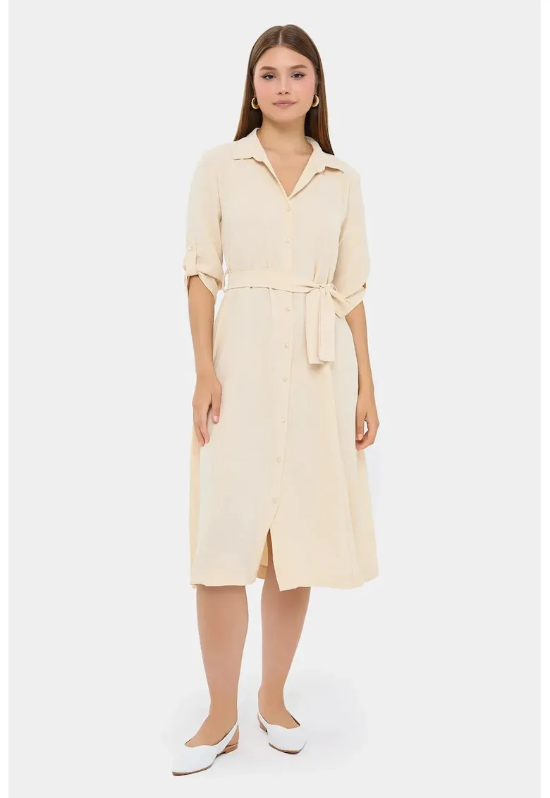 Rochie midi cu guler cămașă
