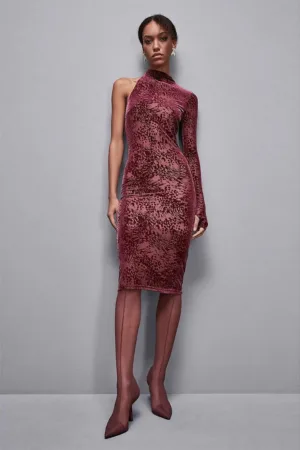 Rochie midi cu guler înalt și spatele gol