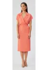 Rochie midi cu guler - portocaliu -