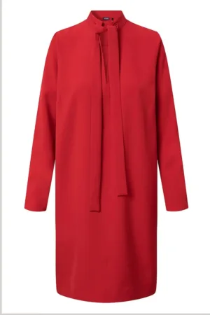 Rochie midi cu guler scurt cu funda din panglici