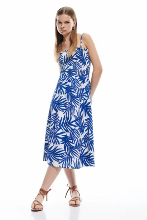 Rochie midi cu imprieu tropical