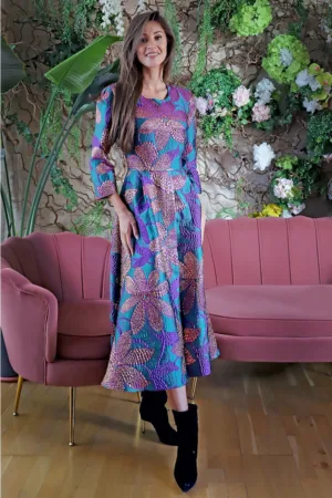 Rochie midi cu imprimeu floral Aby