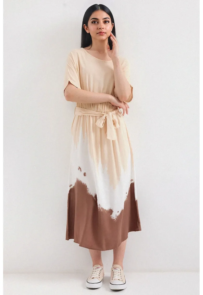Rochie midi HiCCUP cu imprimeu gradient - funda - bej - viscoza