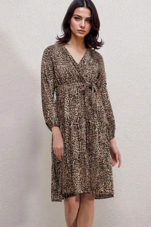 Rochie midi HiCCUP cu imprimeu leopard