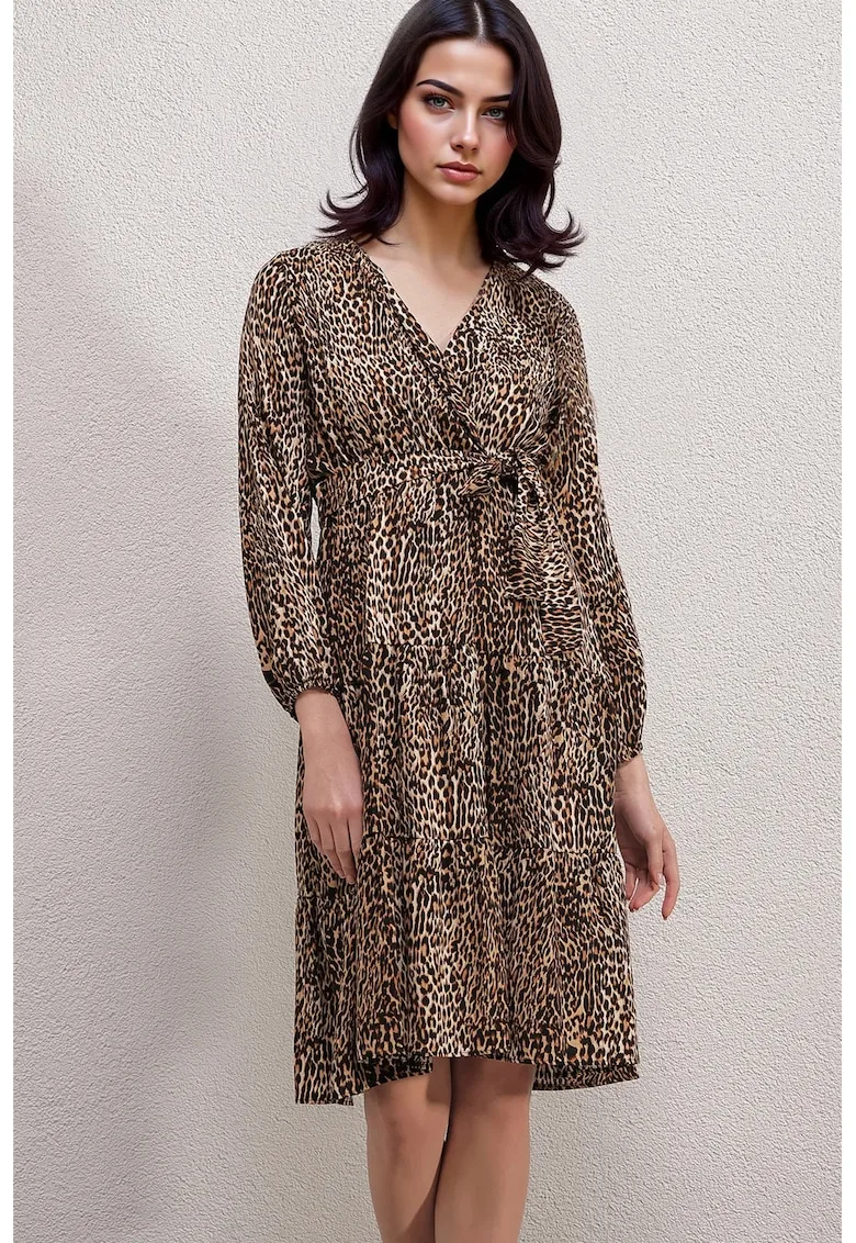 Rochie midi HiCCUP cu imprimeu leopard