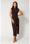 Rochie midi cu inel decorativ Brown 18290