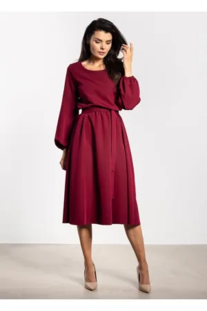 Rochie midi cu maneci bishop