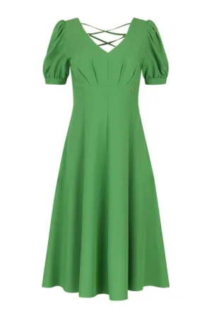 Rochie midi cu maneci bufante - L