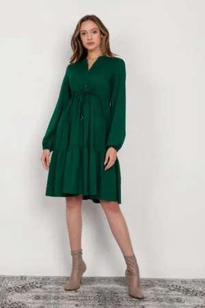 Rochie midi cu maneci lungi cu elastic