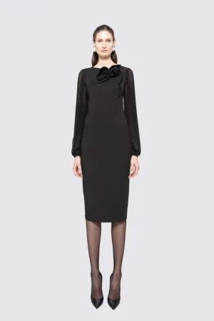 Rochie midi cu maneci semitransparente