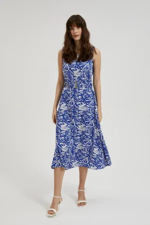 Rochie midi cu model albastra