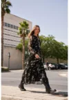 Rochie midi cu model floral neagra