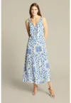 Rochie midi cu model floral si decolteu in V