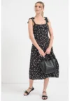 Rochie midi cu model floral si slit lateral
