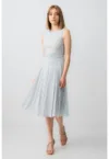 Rochie midi cu model in carouri si talie drapata